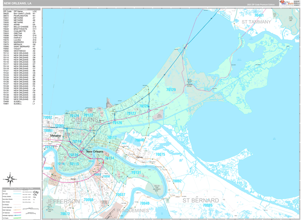 New Orleans City Digital Map Premium Style